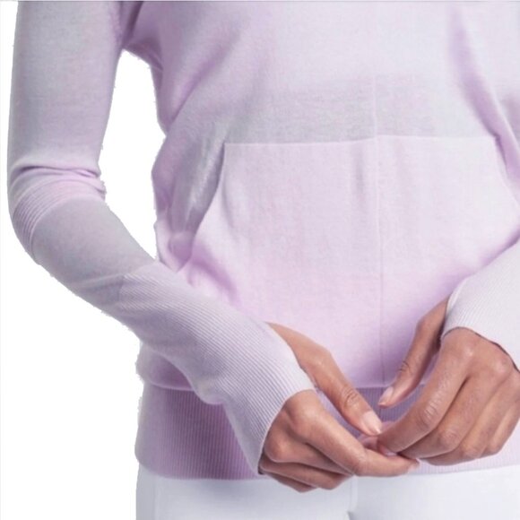 Athleta Enlighten Lilac Tencel/Lyocell Silk Hooded Thin Sweater Size M - Picture 3 of 14